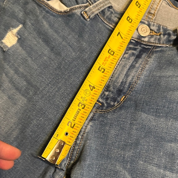 140. Flying Monkey Distressed Blue Cropped Jeans - Picture 6 of 8